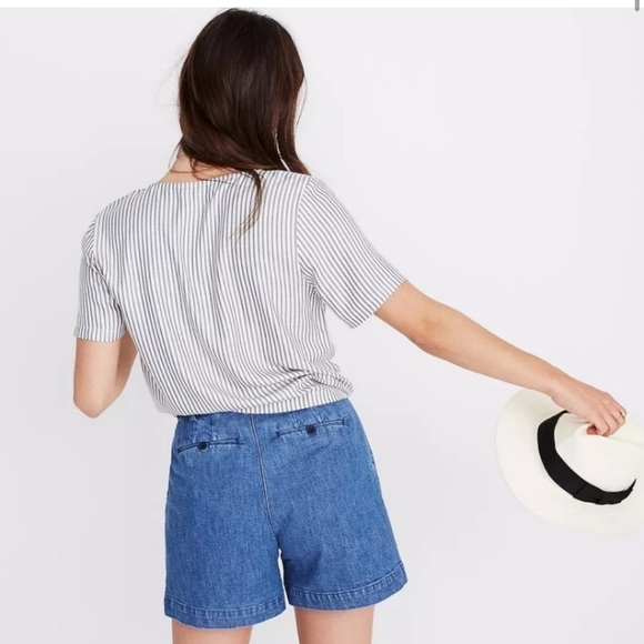 Madewell Novel Tie-Front Top in Stripe - Size Large - Picture 3 of 7